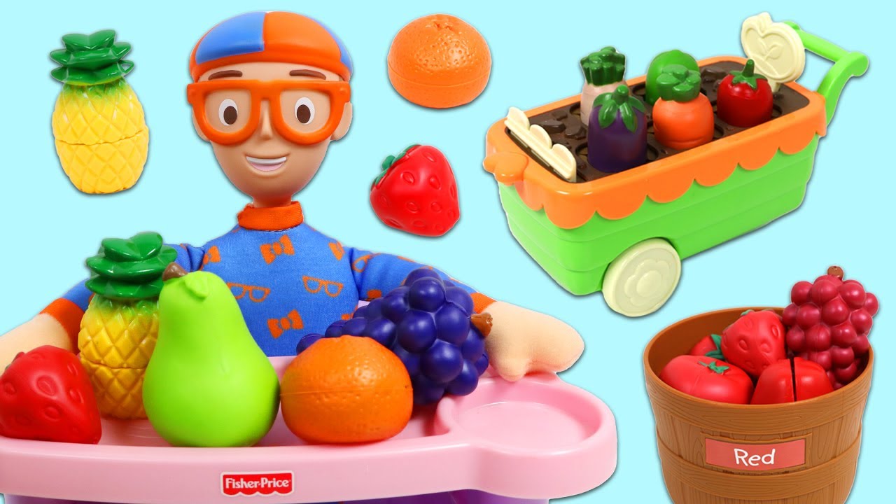 Kids Learning with Blippi Fruits, Veggies, & Colors Educational Toy Video!